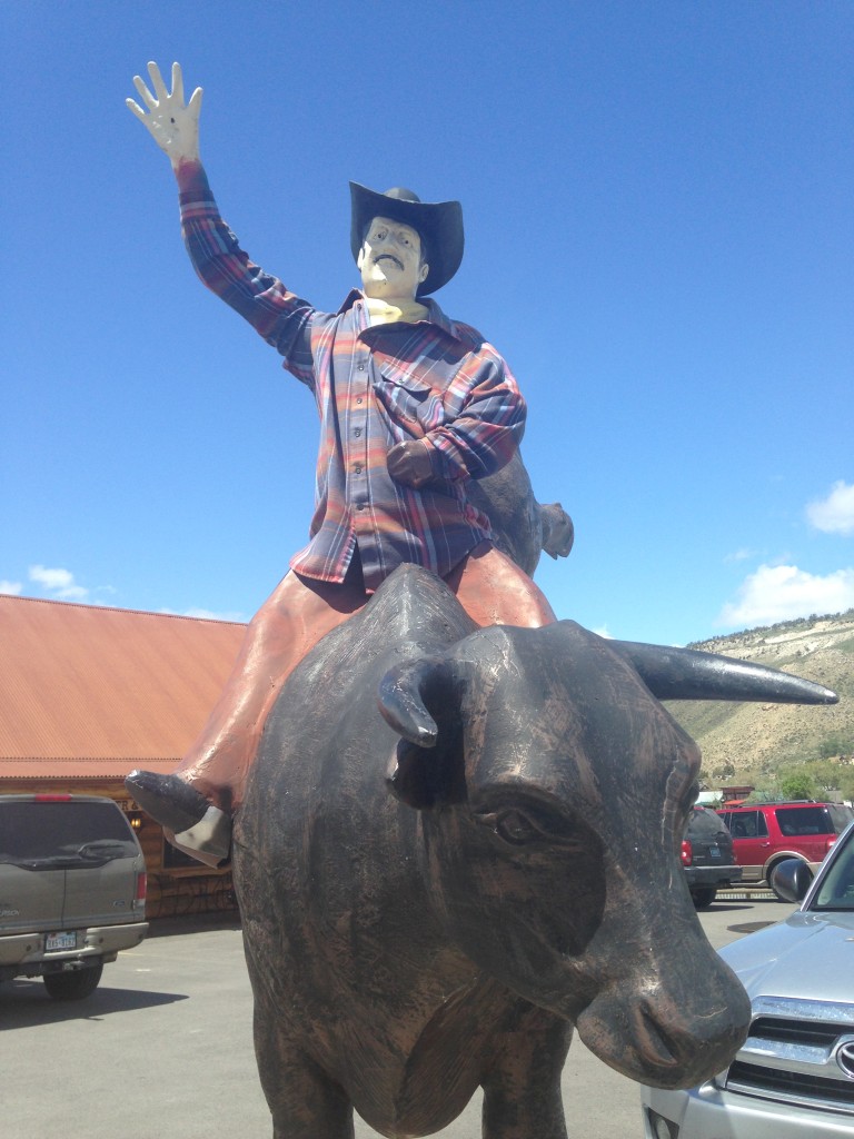 A cowboy giving us a proper send-off in Gardiner.