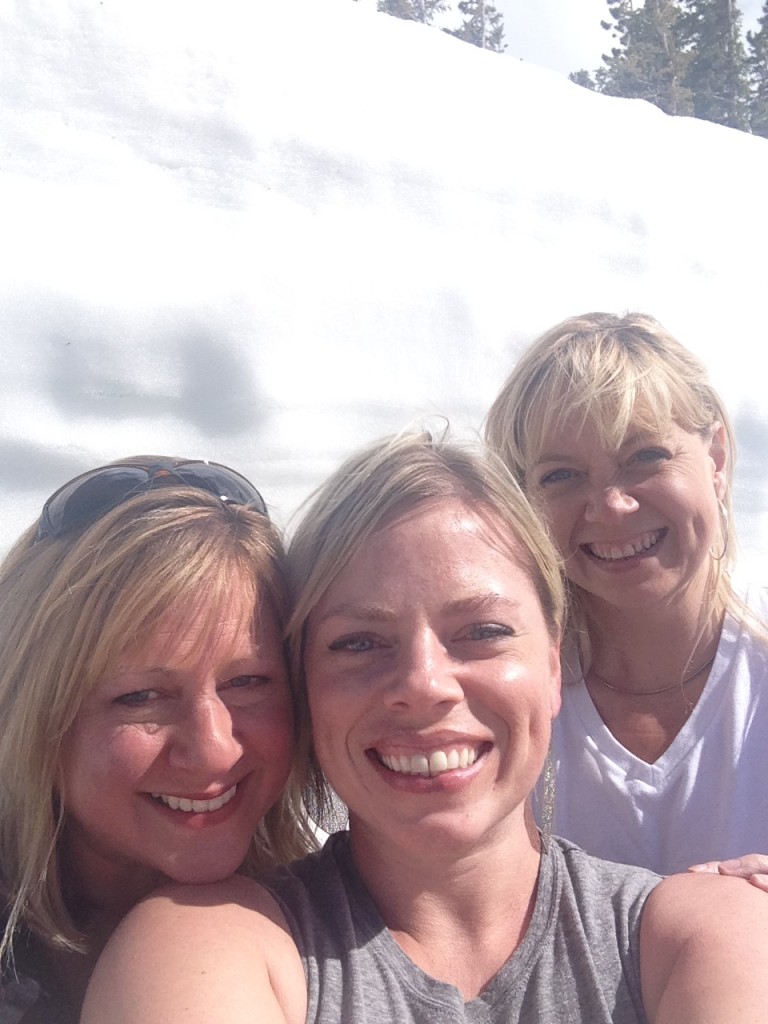 A triplet selfie in the snow. 