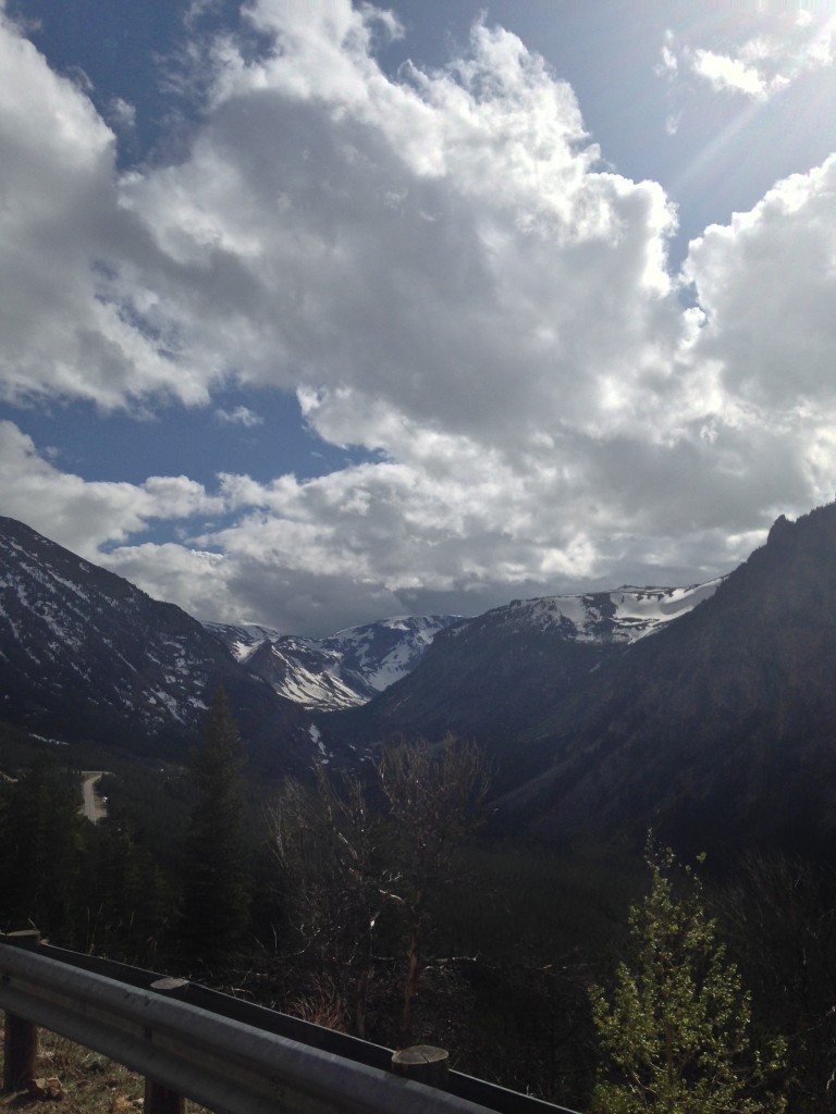 Looking into a high mountain valley.