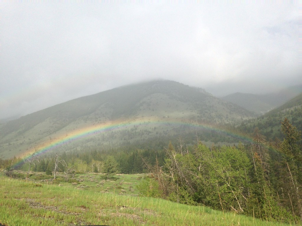 Greeting us at the end of our journey: a perfect rainbow.