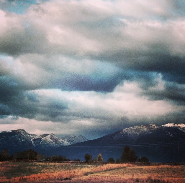 Fresh snow + fall colors on the Bitterroot Mountains.