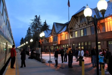 Travelers board the train in Whitefish, Montana. Photo courtesy: Brian Schott