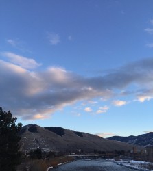 Twilight over Missoula's Clark Fork River. 