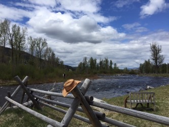 Fly-fishing with Pat, the director of activities at the ranch. 