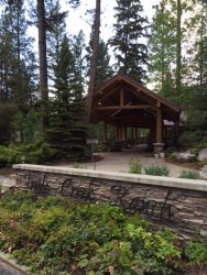 The entrance to the main lodge at Triple Creek Ranch. 