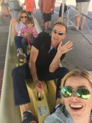 Riding the alpine slide at Whitefish Mountain Resort. 