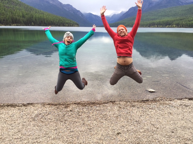 My friend Scott and I showing just how much we love Glacier National Park.