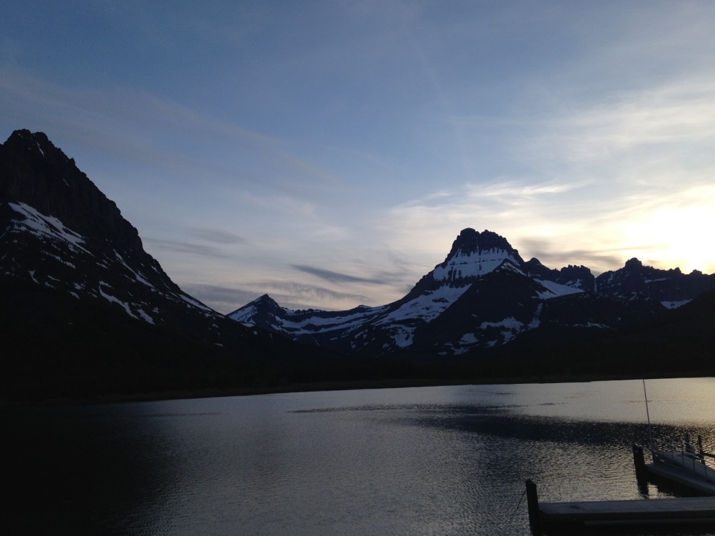 Night falls in Glacier National Park's Many Glacier. 