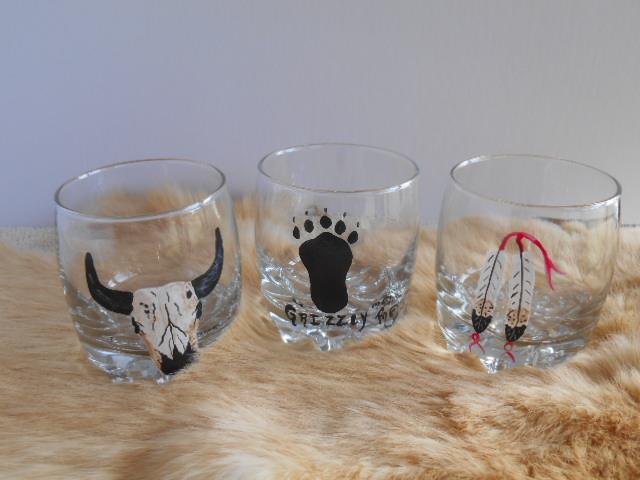 Western painted shot glasses. 