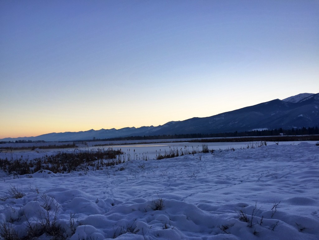 Twilight reflects on the Bitterroot Mountains. 