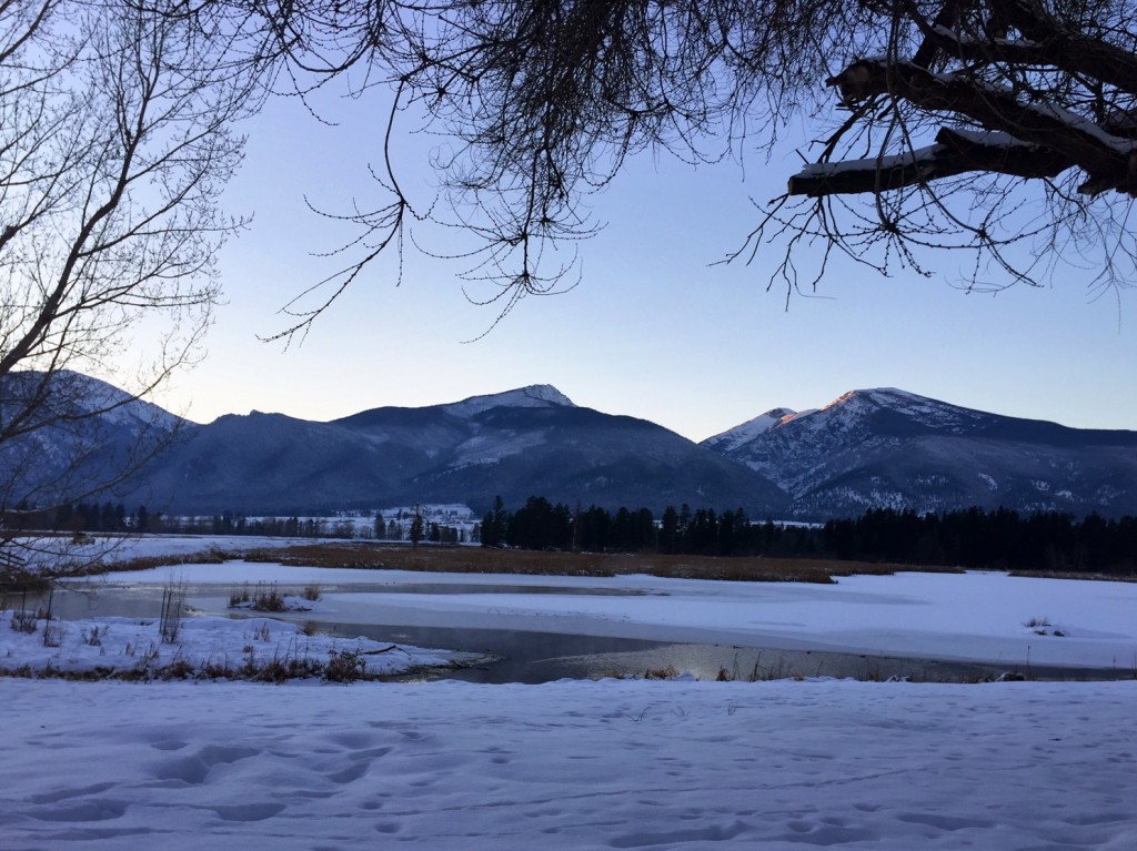 A lingering ray of sunlight lit up the peak west of the refuge. 