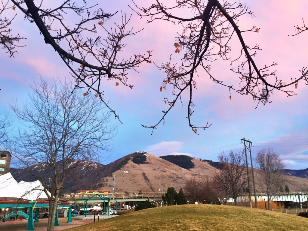 A cotton candy sky over Mount Sentinel. 