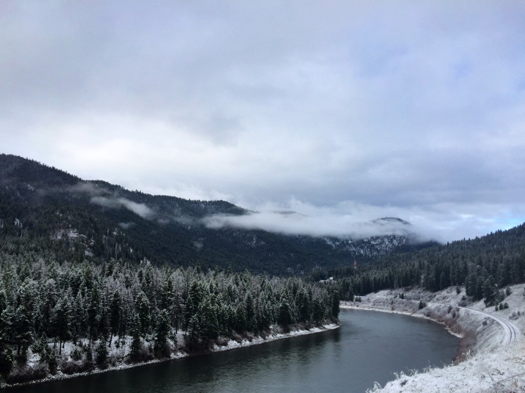 The snowstorm had just rolled through along the Clark Fork River. 