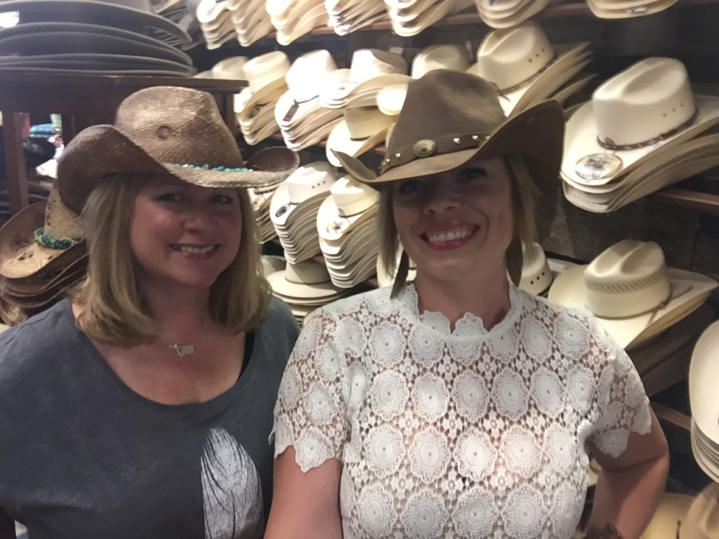 Just two cowgirls, wandering about town. 