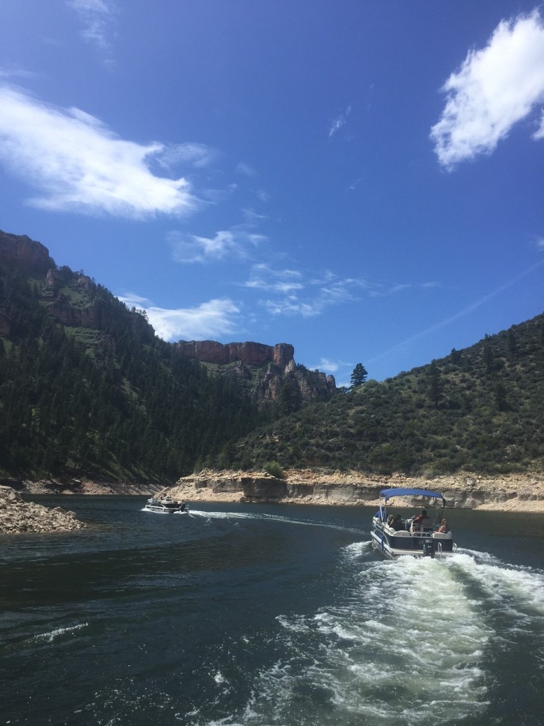 Our crew of boats, departing the campsite. 