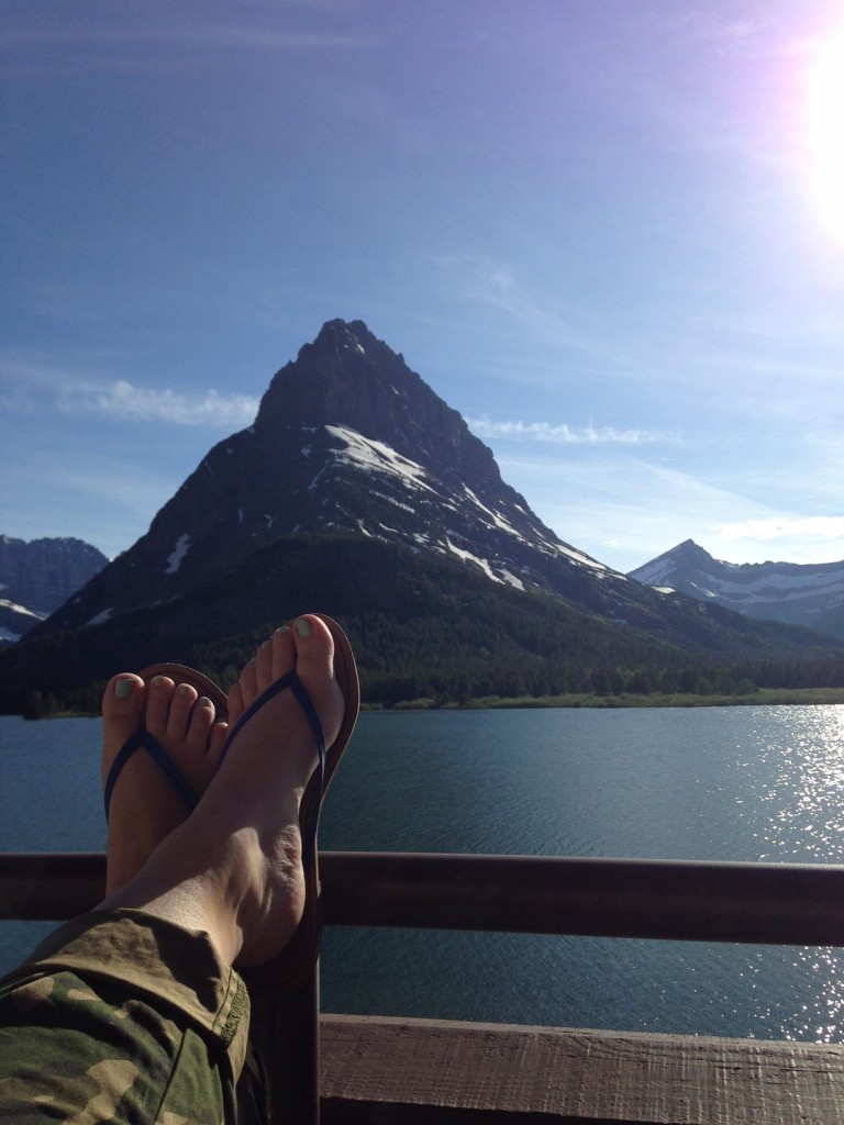 Taking in the view of Swiftcurrent Lake. 