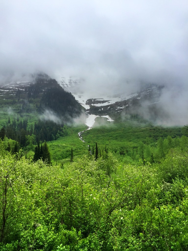 Snow and low clouds lingered in mid-May. 