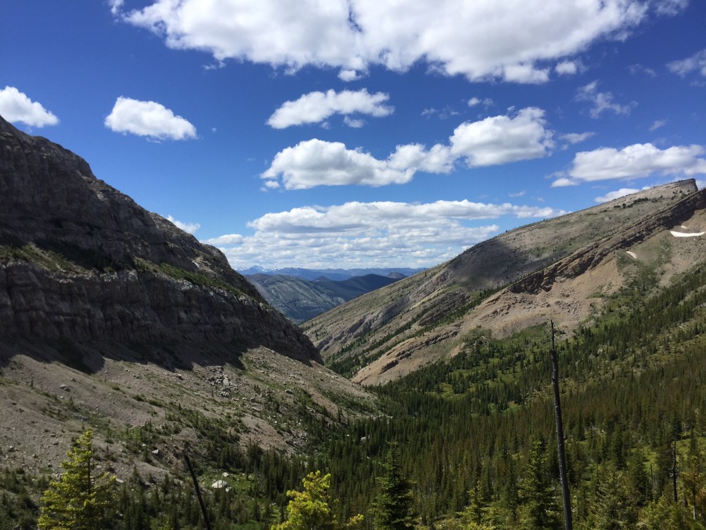 White Rive Pass: Elephant Ear to the left and Haystack Mountain (the start of the southern portion of the Chinese Wall) to the right. 