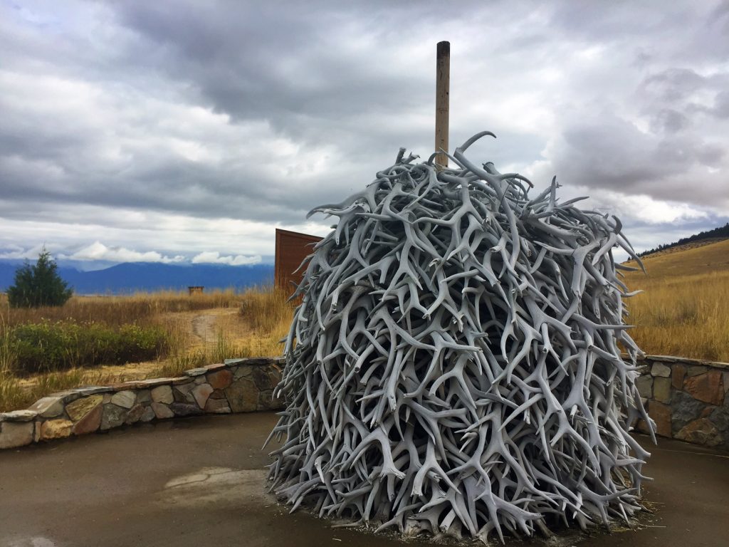 This pile of elk antlers, collected on the range, welcome visitors to the range and its visitor center. 