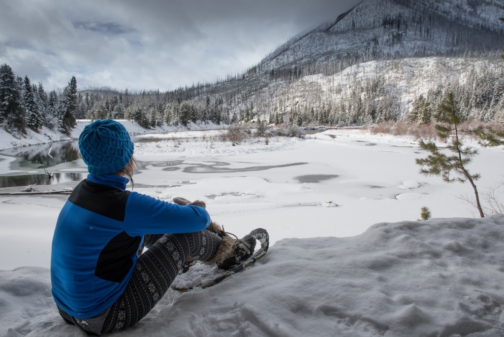 Taking in the stillness of winter in Glacier National Park. 